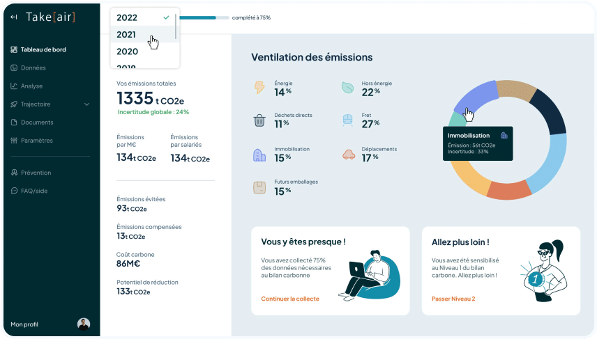 Logiciel de pilotage de projets de décarbonisation